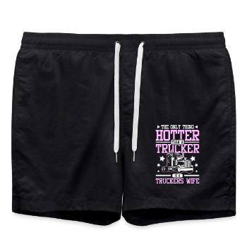 Hotter than a trucker is a truckers wife - Swim Trunks - black - Front - AI Model Male 185 light (185cm)