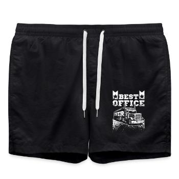Driving trucks best office ever - Swim Trunks - black - Front - AI Model Male 185 light (185cm)