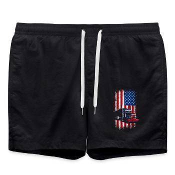 Drapeau américain Chauffeur de camion - Short de bain - noir - Devant - AI Model Male 185 light (185cm)