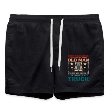 Laissez ce vieil homme vous montrer comment conduire un camion - Short de bain - noir - Devant - AI Model Male 185 light (185cm)