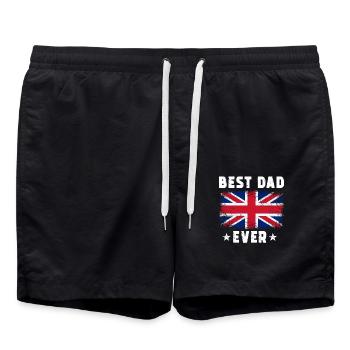 Brite Vater Best Dad ever England Papa - Badeshorts - Schwarz - Vorne - AI Model Male 185 light (185cm)