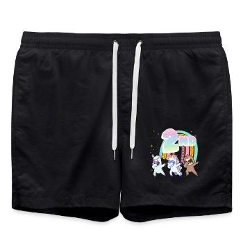 2ème anniversaire Dabbing Llama Licorne Paresseux | deuxième - Short de bain - noir - Devant - AI Model Male 185 light (185cm)