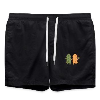 Dino Couple est amoureux Dinosaure - Short de bain - noir - Devant - AI Model Male 185 light (185cm)