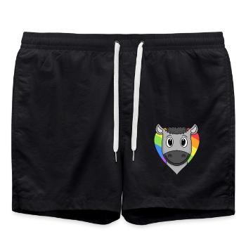 LGBT Animal Donkey Rainbow Heart - Short de bain - noir - Devant - AI Model Male 185 light (185cm)