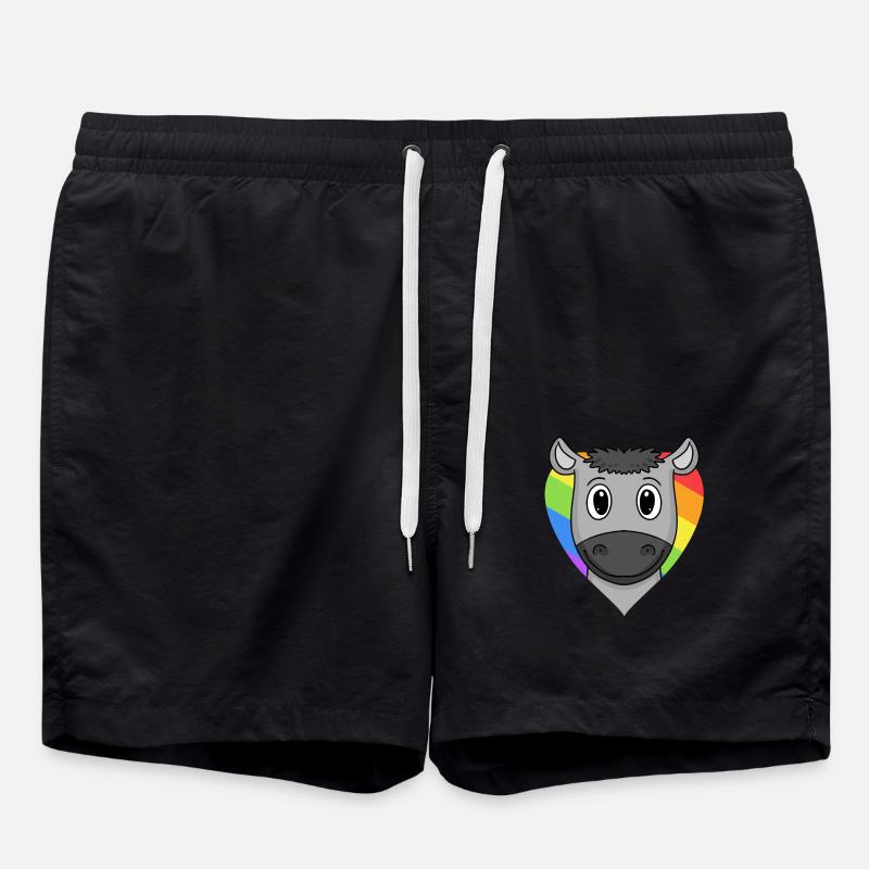 LGBT Animal Donkey Rainbow Heart - Short de bain - noir