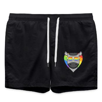 LGBT Animal Donkey Rainbow Heart - Short de bain - noir - Devant - AI Model Male 185 light (185cm)