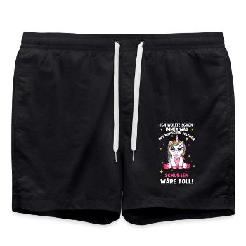 Einhorn Sprüche Lustiges Einhorn Damen Mädchen - Badeshorts - Schwarz - Vorne - AI Model Male 185 light (185cm)