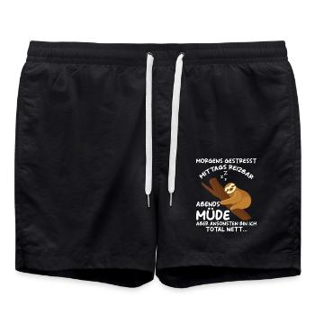 Faultier Geschenk Faultier Sprüche - Badeshorts - Schwarz - Vorne - AI Model Male 185 light (185cm)
