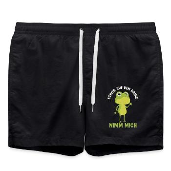 Lustige Sprüche für Frauen Frosch Prinz - Badeshorts - Schwarz - Vorne - AI Model Male 185 light (185cm)