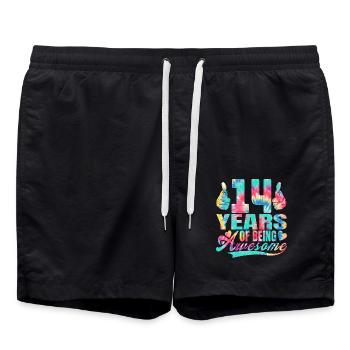 10. Geburtstag Oder Jahrestag 14 Jahre "awesome" - Badeshorts - Schwarz - Vorne - AI Model Male 185 light (185cm)