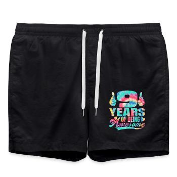 9th birthday or anniversary 9 years of being - Swim Trunks - black - Front - AI Model Male 185 light (185cm)
