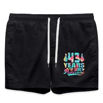 43e anniversaire ou anniversaire 43 ans d’existence - Short de bain - noir - Devant - AI Model Male 185 light (185cm)