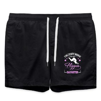 I'm here for my flippin gymnastics daugther - Badeshorts - Schwarz - Vorne - AI Model Male 185 light (185cm)