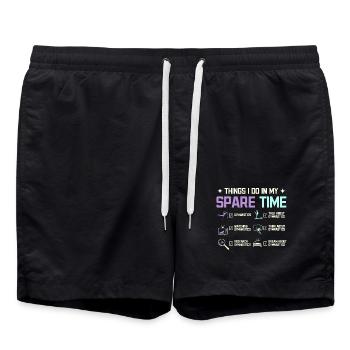 Things I do in my spare time gymnastics - Swim Trunks - black - Front - AI Model Male 185 light (185cm)