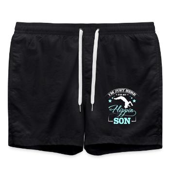 Je suis ici pour mon fils de gymnastique flippin - Short de bain - noir - Devant - AI Model Male 185 light (185cm)