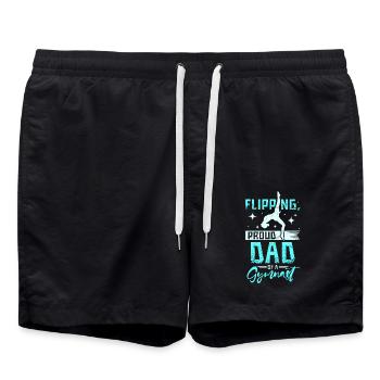 Retourner fier papa d’un gymnaste - Short de bain - noir - Devant - AI Model Male 185 light (185cm)