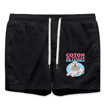 Coton de Tuléar Grand-mère Propriétaire de Chien Cadeau - Short de bain - noir - Devant - AI Model Male 185 light (185cm)