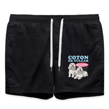 Coton de Tuléar Grand-mère Propriétaire de Chien Cadeau - Short de bain - noir - Devant - AI Model Male 185 light (185cm)