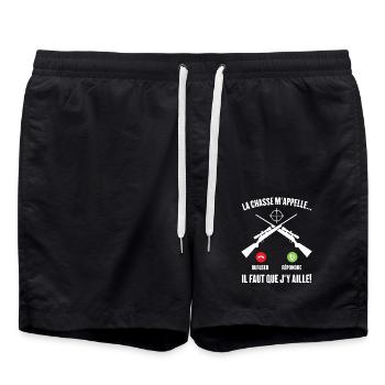 La Chasse m'appelle faut que j'y aille ! - Short de bain - noir - Devant - AI Model Male 185 light (185cm)