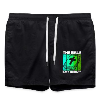 The Bible Is My Therapy - Badeshorts - Schwarz - Vorne - AI Model Male 185 light (185cm)