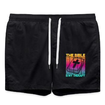 The Bible Is My Therapy - Badeshorts - Schwarz - Vorne - AI Model Male 185 light (185cm)