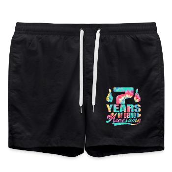 7th birthday or anniversary 7 years of being - Swim Trunks - black - Front - AI Model Male 185 light (185cm)