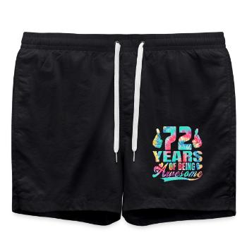 72nd birthday or anniversary 72 years of being - Swim Trunks - black - Front - AI Model Male 185 light (185cm)