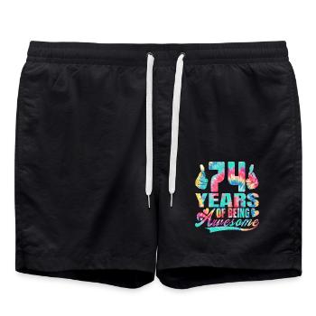 74e anniversaire ou anniversaire 74 ans d’existence - Short de bain - noir - Devant - AI Model Male 185 light (185cm)