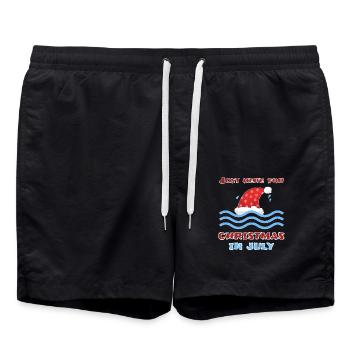 Christmas in July - Swim Trunks - black - Front - AI Model Male 185 light (185cm)