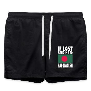 Bangladesh Flag Saying - Swim Trunks - black - Front - AI Model Male 185 light (185cm)