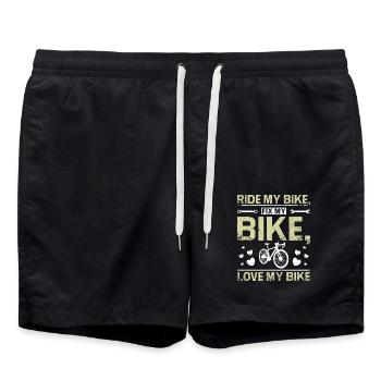 Rouler mon vélo réparer mon vélo aimer mon vélo - Short de bain - noir - Devant - AI Model Male 185 light (185cm)