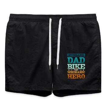 Husband dad bike mechanic hero - Swim Trunks - black - Front - AI Model Male 185 light (185cm)
