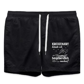 Kreuzfahrt könnte ich hauptberuflich machen - Badeshorts - Schwarz - Vorne - AI Model Male 185 light (185cm)