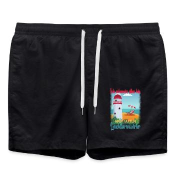 Ich schmeiss alles hin und werde Leuchtturmwärter - Badeshorts - Schwarz - Vorne - AI Model Male 185 light (185cm)