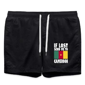 Kamerun Flagge Spruch - Badeshorts - Schwarz - Vorne - AI Model Male 185 light (185cm)