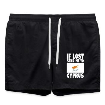 Cyprus Flag Saying - Swim Trunks - black - Front - AI Model Male 185 light (185cm)