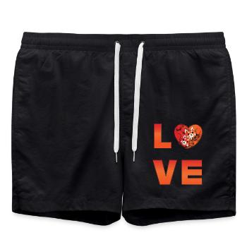 Chat Ours Petit Panda Amour - Short de bain - noir - Devant - AI Model Male 185 light (185cm)