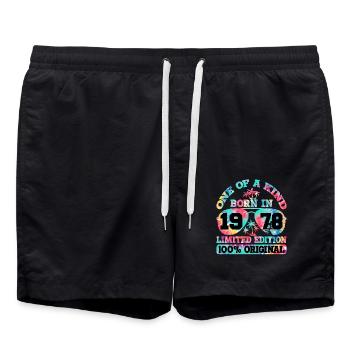 Unique Born 1978 Limited Edition - Swim Trunks - black - Front - AI Model Male 185 light (185cm)