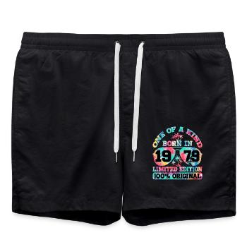 Unique Born 1979 Limited Edition - Swim Trunks - black - Front - AI Model Male 185 light (185cm)