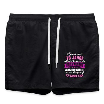 Wenn du groß bist ich wurde Faul 70. Geburtstag - Badeshorts - Schwarz - Vorne - AI Model Male 185 light (185cm)