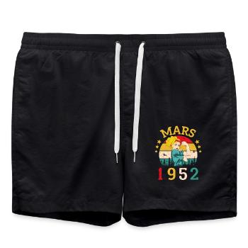 Mars 1952 Anniversaire Idée Cadeau Vintage 1952 - Short de bain - noir - Devant - AI Model Male 185 light (185cm)