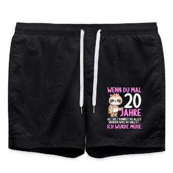 Wenn du groß bist ich wurde Müde 20. Geburtstag - Badeshorts - Schwarz - Vorne - AI Model Male 185 light (185cm)
