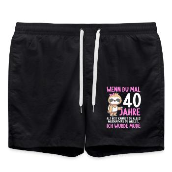 Wenn du groß bist ich wurde Müde 40. Geburtstag - Badeshorts - Schwarz - Vorne - AI Model Male 185 light (185cm)
