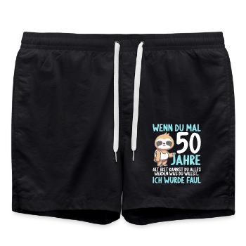 Wenn du groß bist ich wurde Faul 50. Geburtstag - Badeshorts - Schwarz - Vorne - AI Model Male 185 light (185cm)