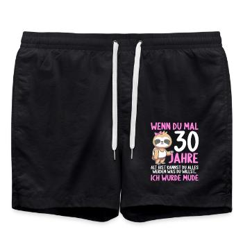 Wenn du groß bist ich wurde Müde 30. Geburtstag - Badeshorts - Schwarz - Vorne - AI Model Male 185 light (185cm)