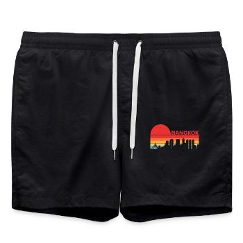 Vintage Thaïlande Vacances Asie Coucher de soleil Bangkok - Short de bain - noir - Devant - AI Model Male 185 light (185cm)