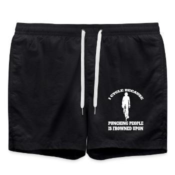 Fahrrad Radeln Radfahren Mountainbike Fahrradtour - Badeshorts - Schwarz - Vorne - AI Model Male 185 light (185cm)