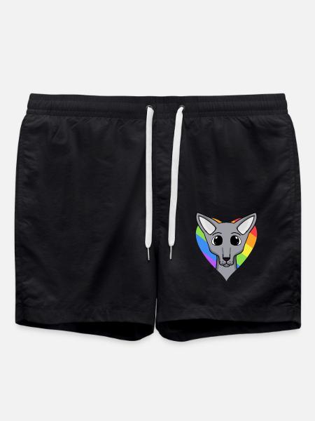 LGBT Cat Sphynx Rainbow - Swim Trunks - black
