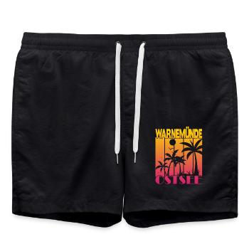 Warnemünde Ostsee - Badeshorts - Schwarz - Vorne - AI Model Male 185 light (185cm)