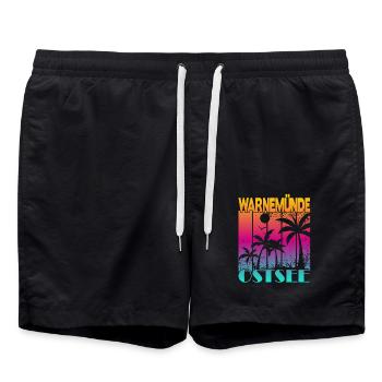 Warnemünde Ostsee - Badeshorts - Schwarz - Vorne - AI Model Male 185 light (185cm)